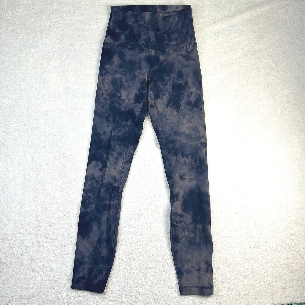 Lululemon Align High Rise Leggings Size 2 Navy Blue Tie Dye Yoga Pants Crop 25